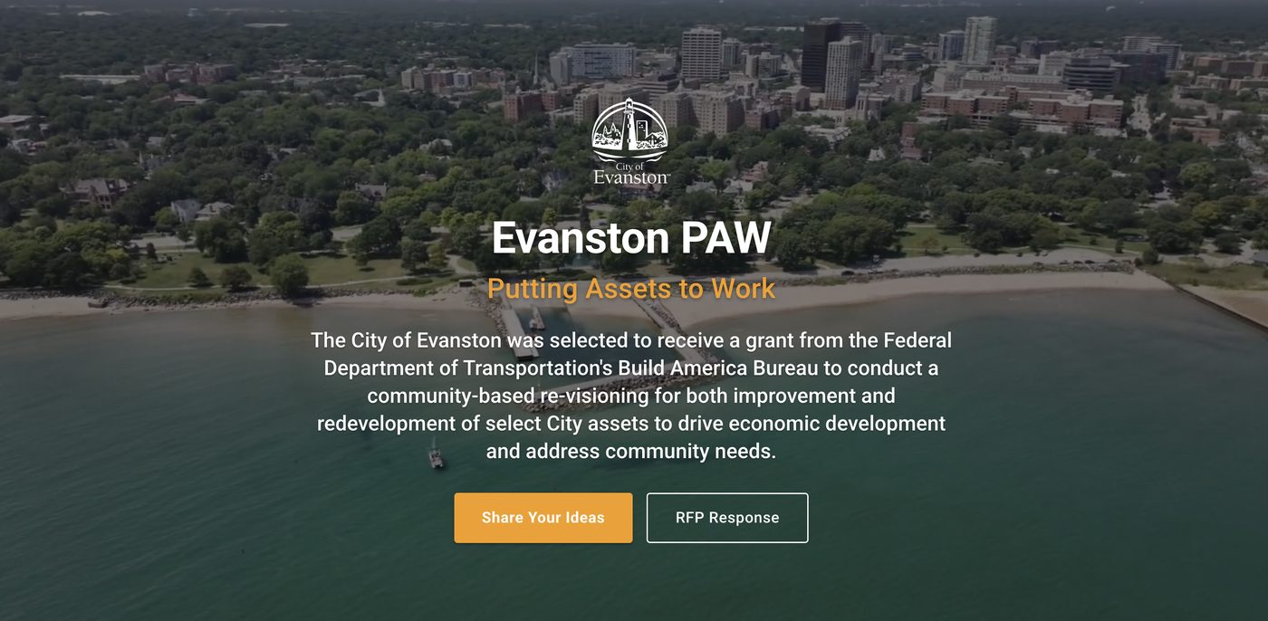 Evanston PAW civic asset portal, showing community visions for reimagining civic assets